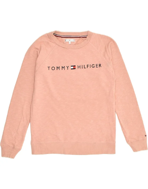 TOMMY HILFIGER Womens Graphic Sweatshirt Jumper UK 6 XS Orange Hoodie with Drawstring Waist Adjustable Fitted TOMMY HILFIGER Womens Graphic Sweatshirt Jumper UK 6 XS Orange Hoodie with Drawstring Waist Adjustable Fitted