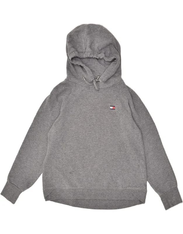 TOMMY HILFIGER Womens Hoodie Jumper UK 14 Medium Grey Cotton Hoodie with Print Artistic Unique TOMMY HILFIGER Womens Hoodie Jumper UK 14 Medium Grey Cotton Hoodie with Print Artistic Unique