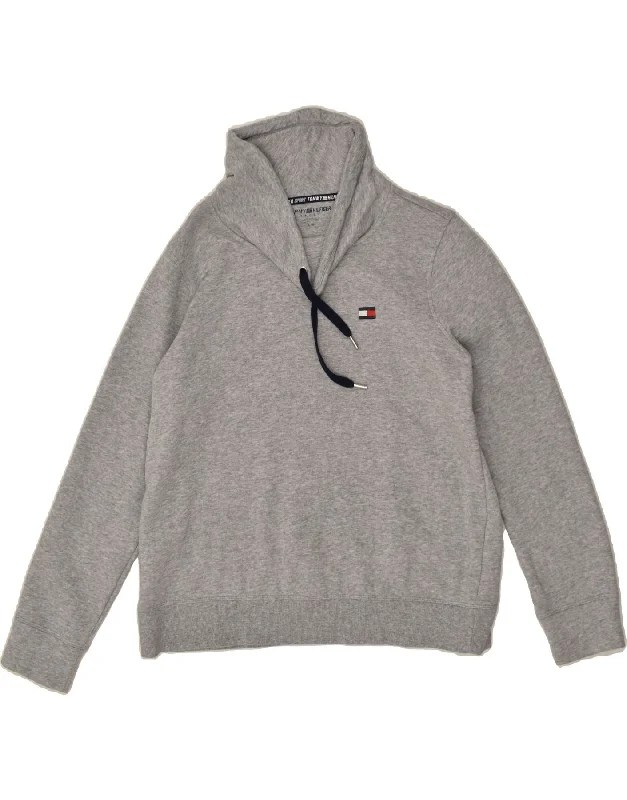 TOMMY HILFIGER Womens Shawl Neck Sweatshirt Jumper UK 16 Large Grey Cotton Hoodie Dress Longline Feminine TOMMY HILFIGER Womens Shawl Neck Sweatshirt Jumper UK 16 Large Grey Cotton Hoodie Dress Longline Feminine