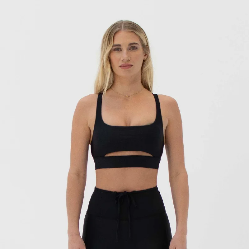 Ultimate Front Slit Bra Obsidian Seamless Sports Bra