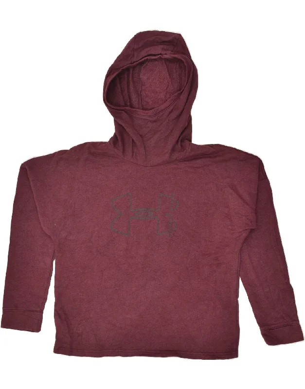 UNDER ARMOUR Womens Hoodie Jumper UK 14 Medium Maroon Hoodie with Back Slit Movement Comfort UNDER ARMOUR Womens Hoodie Jumper UK 14 Medium Maroon Hoodie with Back Slit Movement Comfort