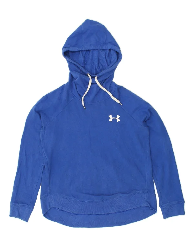 UNDER ARMOUR Womens Oversized Hoodie Jumper UK 10 Small Blue Cotton Hoodie with Ribbed Neckline Snug Warm UNDER ARMOUR Womens Oversized Hoodie Jumper UK 10 Small Blue Cotton Hoodie with Ribbed Neckline Snug Warm