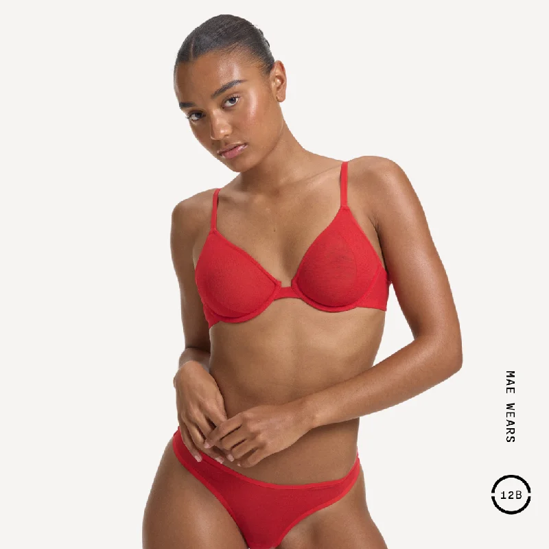 Mesh Underwire Bra Lace-Trimmed Bra