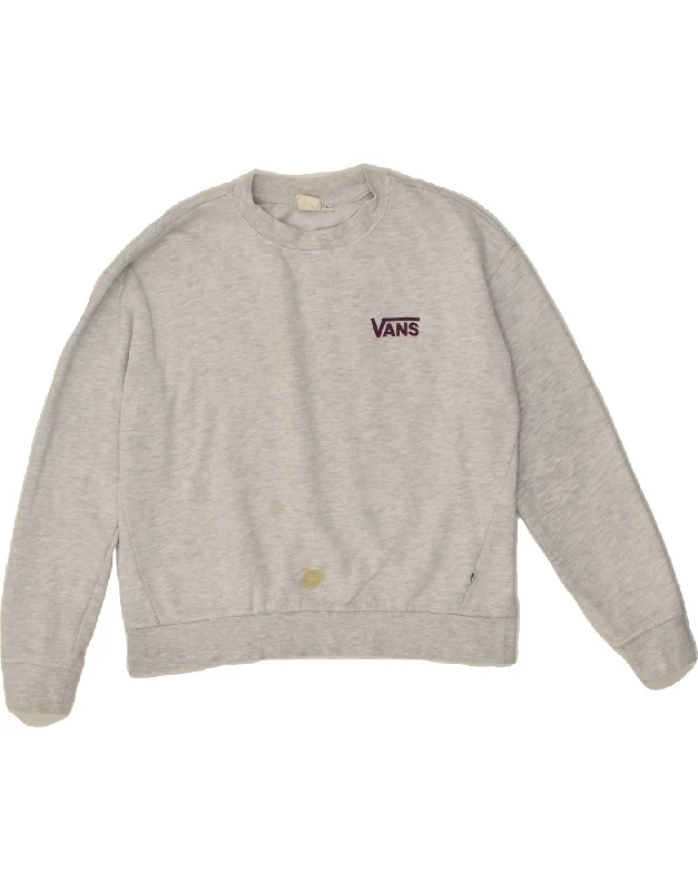 VANS Womens Graphic Sweatshirt Jumper UK 10 Small Grey Zip Hoodie Drawstring Kangaroo Pocket VANS Womens Graphic Sweatshirt Jumper UK 10 Small Grey Zip Hoodie Drawstring Kangaroo Pocket
