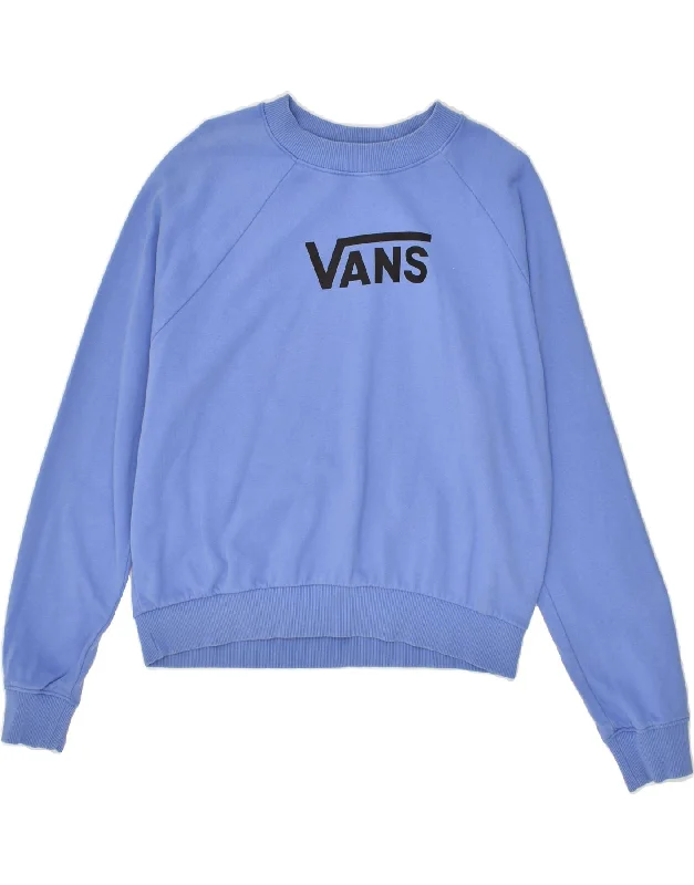 VANS Womens Sweatshirt Jumper UK 12 Medium Blue Cotton Hoodie with Back Slit Movement Comfort VANS Womens Sweatshirt Jumper UK 12 Medium Blue Cotton Hoodie with Back Slit Movement Comfort