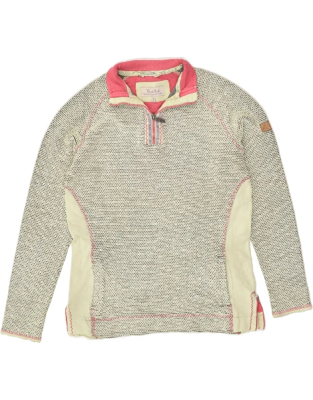 WEIRD FISH Womens Zip Neck Sweatshirt Jumper UK 14 Large Grey Colourblock Hoodie with Zipper Placket Modern Functional WEIRD FISH Womens Zip Neck Sweatshirt Jumper UK 14 Large Grey Colourblock Hoodie with Zipper Placket Modern Functional