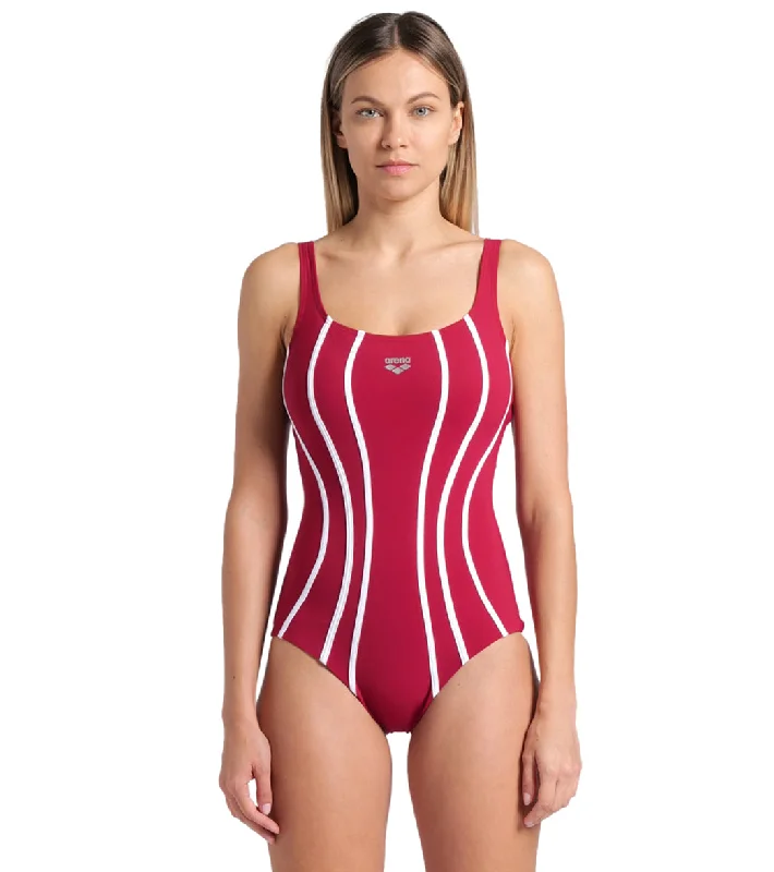Arena Women's Sofia Soft Curve Back One Piece Swimsuit Swim Dress with Belt