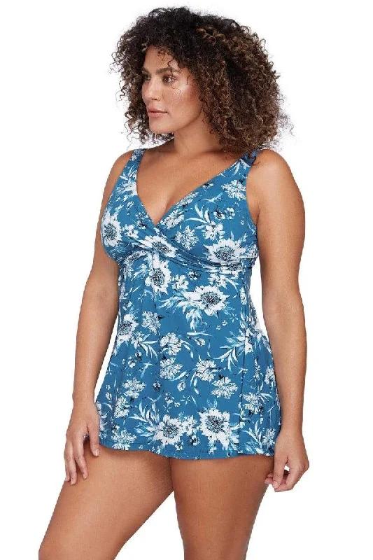 Artesands AT1723DU Fleur Du Champ Cerulean Delacroix Swim Dress High-Waist Bikini Set