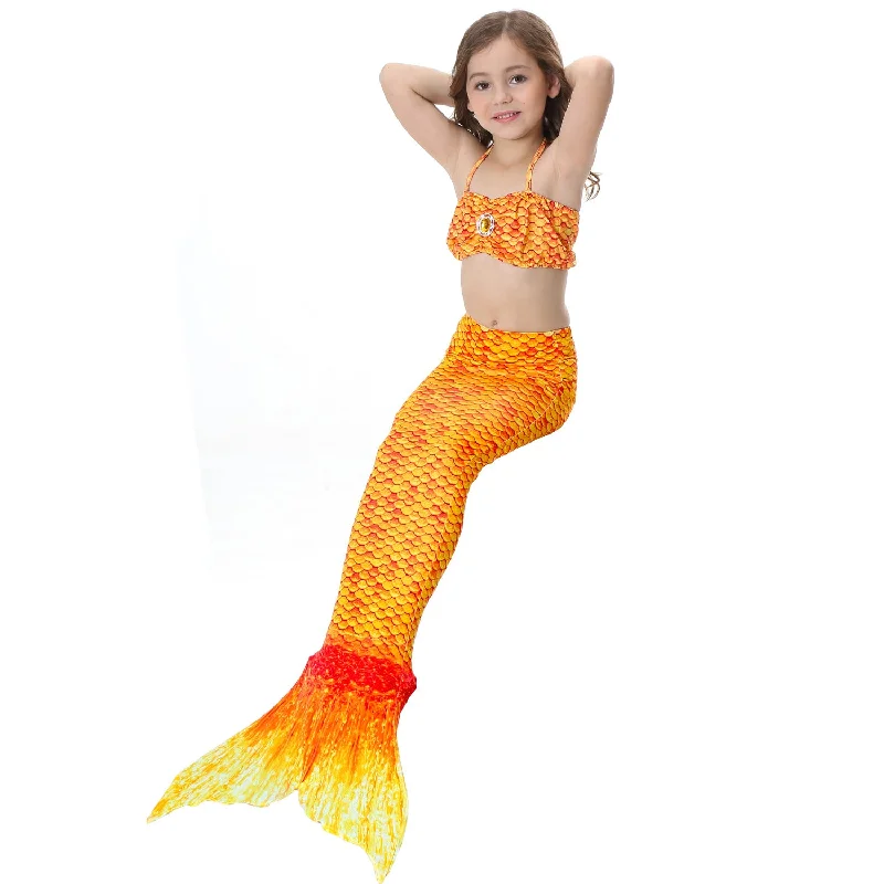 Fancydresswale Mermaid swimming costume bikini for Girls- Orange Color-Block Bikini