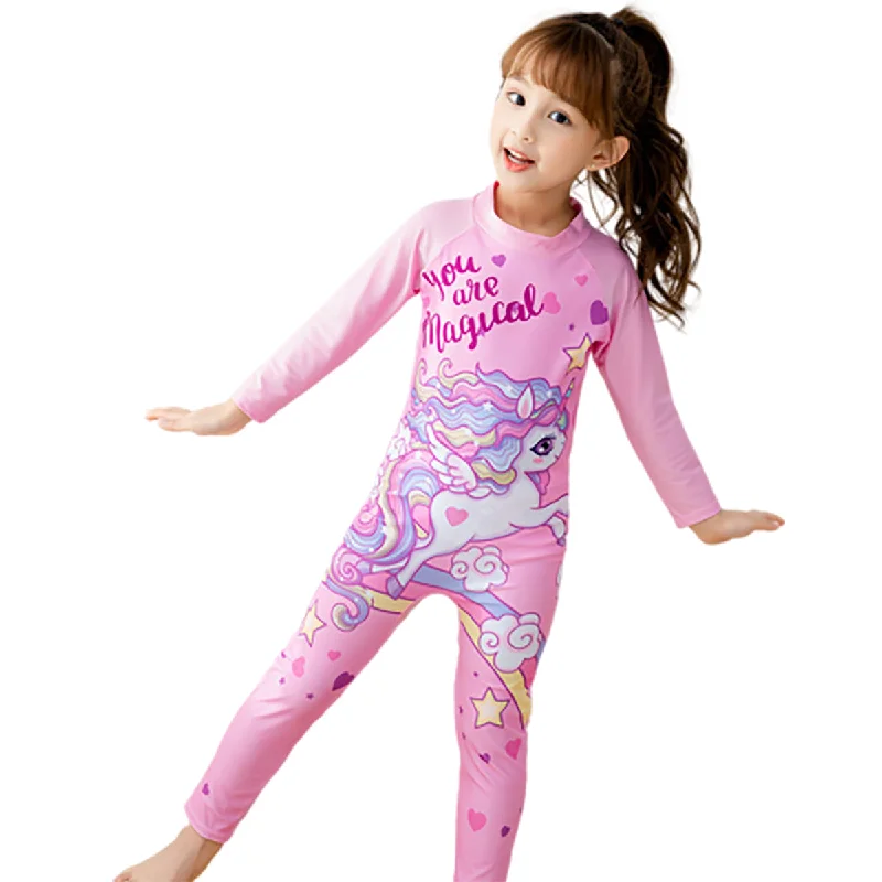 Fancydresswale Unicorn Princess Full sleeve Swimsuit for kids Halter Top Bikini