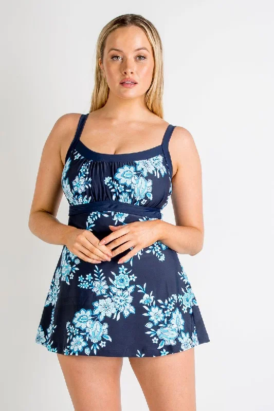 Jantzen JA84321 Select Empire Swim Dress Ink Beachy Ruffle Bikini