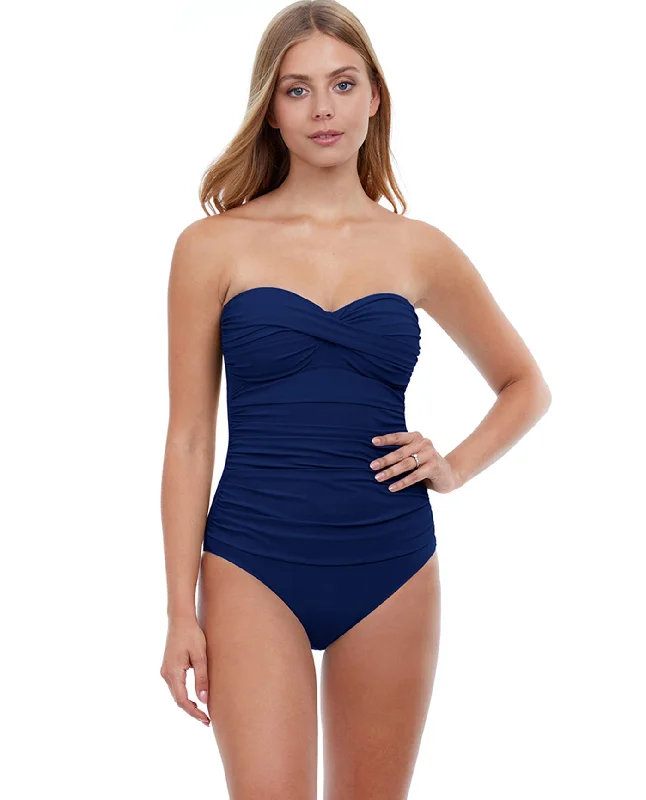 Profile By Gottex Tutti Frutti Shirred Front Bandeau Strapless One Piece Swimsuit Luxury Swimsuit Style