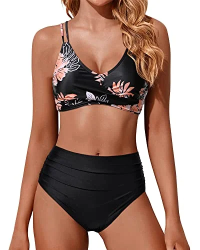 Women High Waisted Bikini Set Two Piece Swimsuits Push up Wrap Bathing Suit Comfortable Swim Shorts