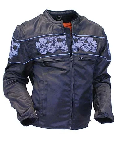 Women Nylon Motorcycle Jacket with Reflector Skulls with Gun Pockets Jacket Blazer Coat