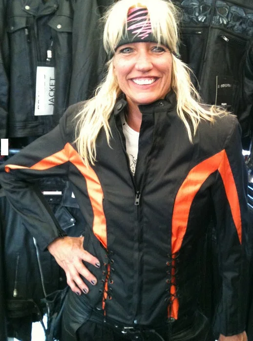 Women textile motorcycle jacket - Orange Stripes Satin Jacket Silk Jacket Chiffon Jacket