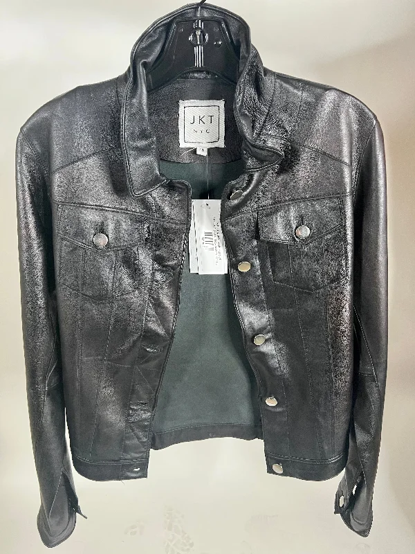 "Alexa" Black Leather Jacket Fleece Jacket Down Jacket Feather Jacket