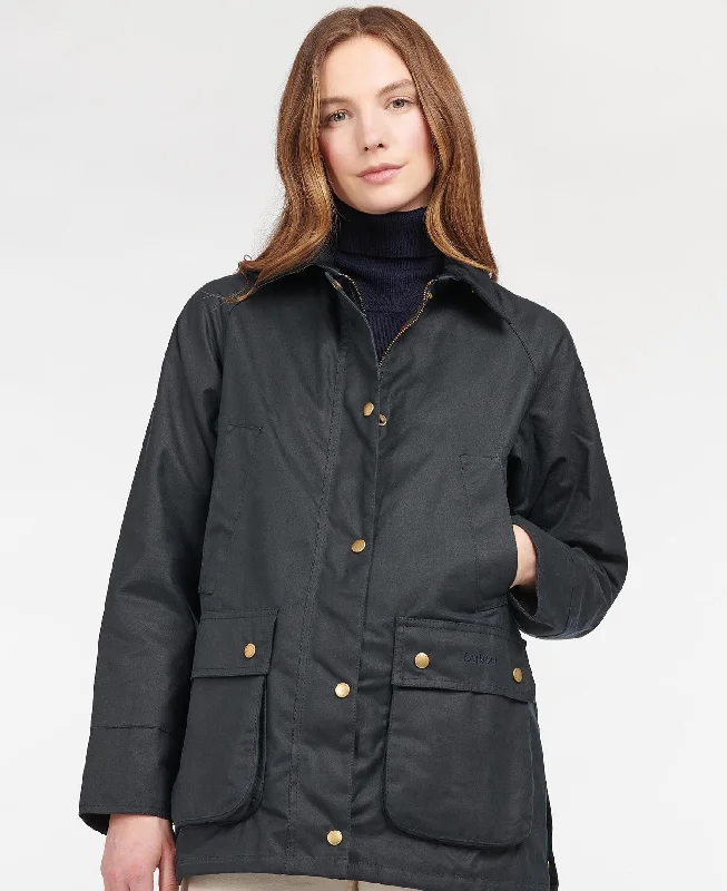 Barbour Acorn Waxed Cotton Jacket - Navy Elasticated Jacket Padded Jacket Insulated Jacket