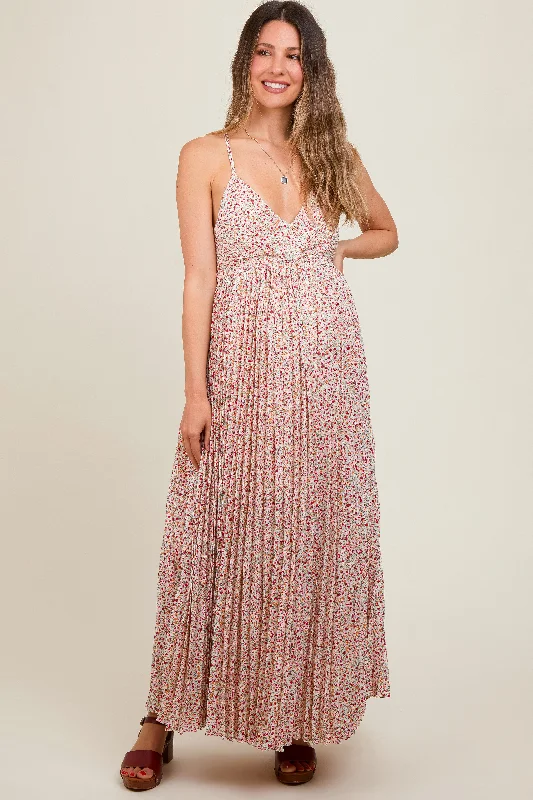 Coral Floral Pleated Cutout Back Maternity Maxi Dress Stylish Off-Shoulder Maxi Dress Coral Floral Pleated Cutout Back Maternity Maxi Dress Stylish Off-Shoulder Maxi Dress