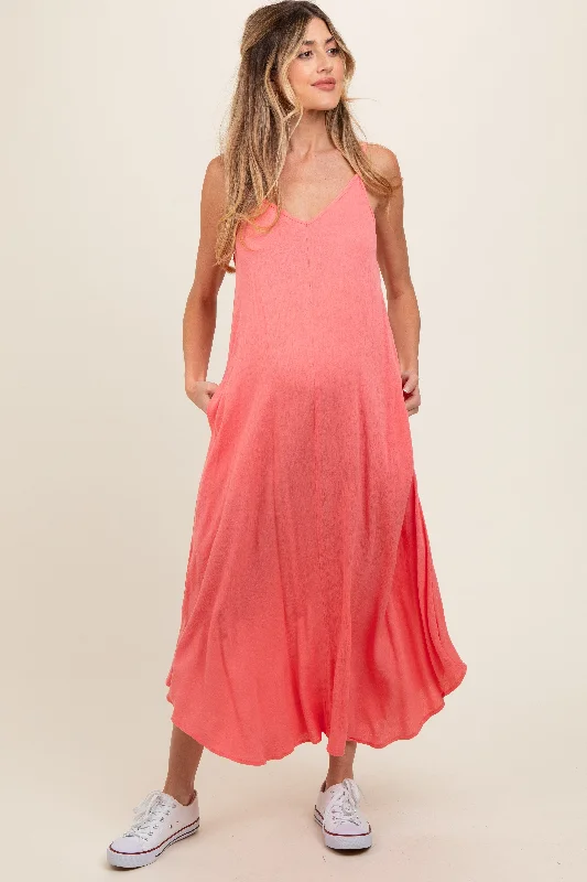 Coral Lightweight Sleeveless V-Neck Maternity Maxi Dress Classic Strapless Maxi Dress Coral Lightweight Sleeveless V-Neck Maternity Maxi Dress Classic Strapless Maxi Dress