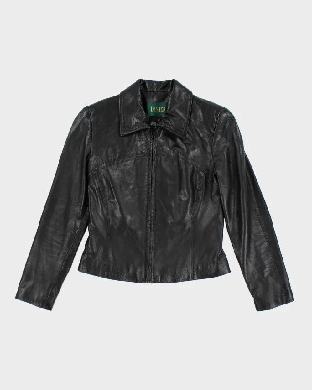 Danier Women's Black Leather Jacket - S Trench Coat Raincoat Waterproof Jacket