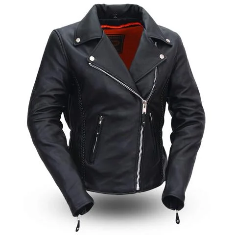 FIL103MNZ | Allure - Women's Motorcycle Leather Jacket Insulated Jacket Fitted Jacket Loose Jacket