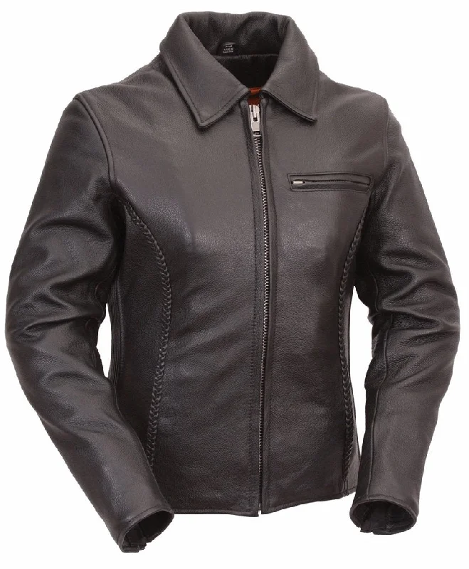 Women's Clean Cruiser Leather Jacket Clean Look Fleece Jacket Down Jacket Feather Jacket