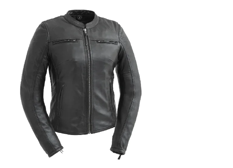 FIL190CDMZ | Supastar - Women's Motorcycle Leather Jacket Front Pockets Side Pockets Patch Pockets