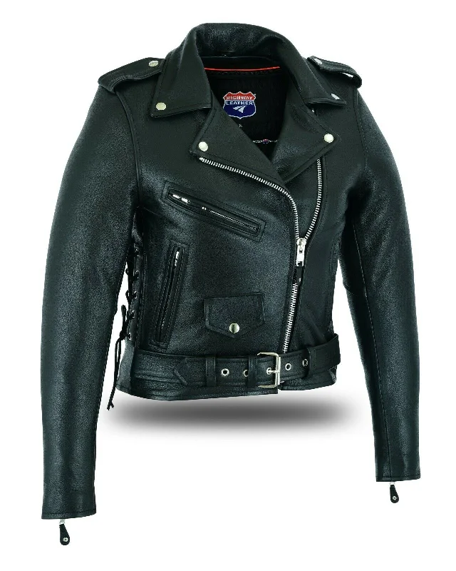 Women's Full Length Motorcycle Jacket with Side Lace Faux Fur Fabric Real Fur Fabric Shearling Fabric