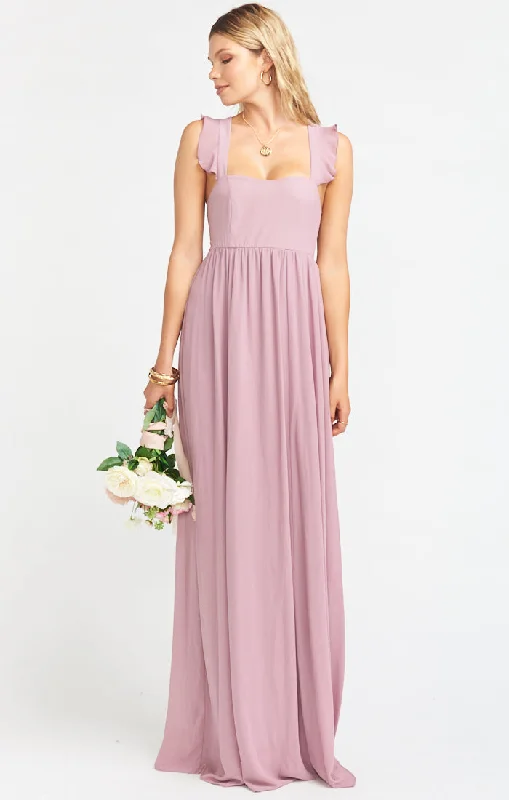 June Maxi Dress ~ Antique Rose Chiffon Elegant Velvet Maxi Dress