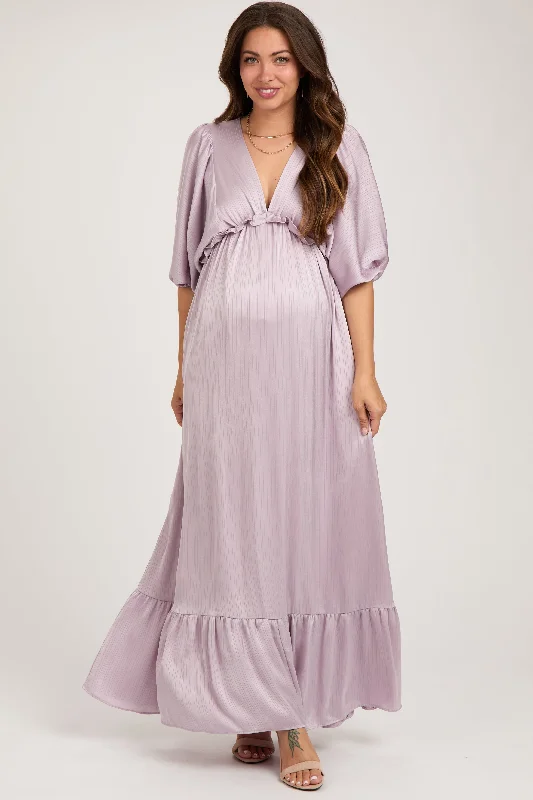 Lavender Striped Ruffle Accent Maternity Maxi Dress Fashionable Halter Neck Maxi Dress Lavender Striped Ruffle Accent Maternity Maxi Dress Fashionable Halter Neck Maxi Dress
