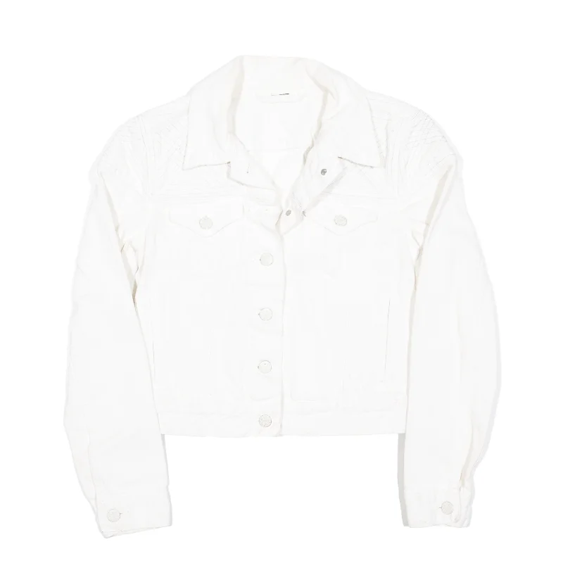 LEVI'S Denim Jacket White Womens XS Chenille Jacket Brocade Jacket Lace Jacket