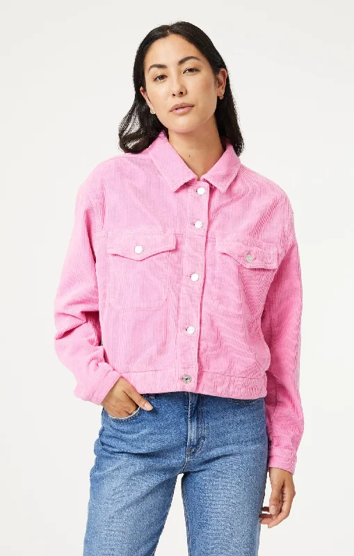 MAREN CROP JACKET IN PINK CORD Satin Jacket Silk Jacket Chiffon Jacket