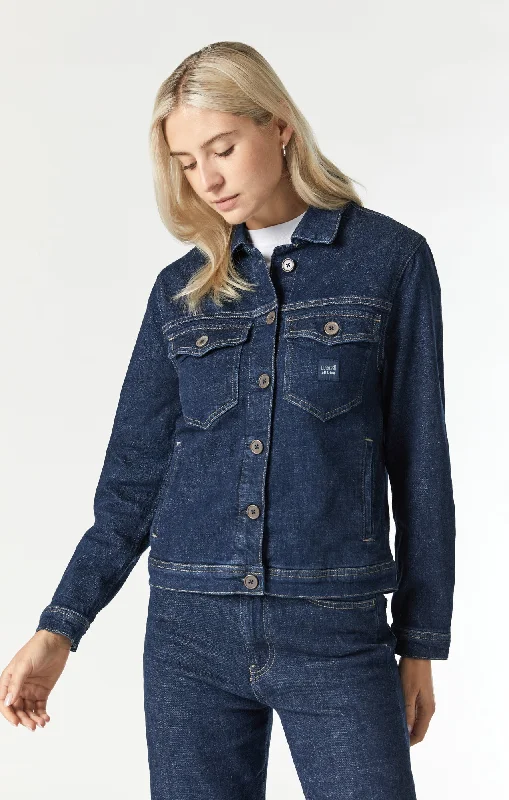 MELLIE DENIM JACKET IN DEEP HEMP Oversized Jacket Tailored Jacket Straight Jacket