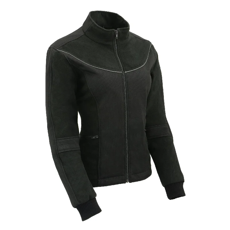 Women Textile & Fleece Combo jacket w/ Reflective Detailing Trench Coat Raincoat Waterproof Jacket