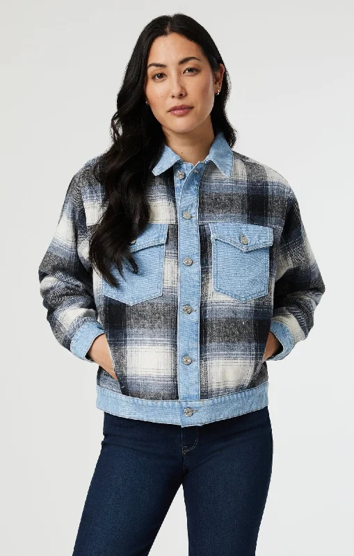 NELLIE JACKET IN GREY PLAID Quilted Jacket Puffer Jacket Insulated Jacket