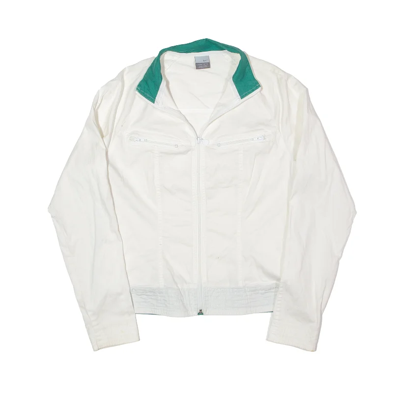 NIKE Jacket White Womens L Belted Jacket Elasticated Jacket Padded Jacket