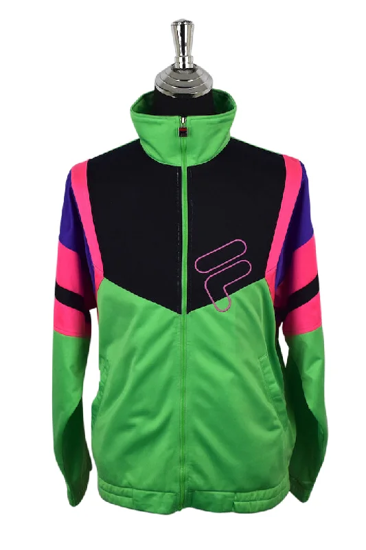 Neon Fila Brand Track Jacket Appliqued Jacket Beaded Jacket Sequined Jacket