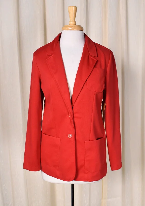 NWT 1970s Vintage Red Polyester Blazer Jacket Wool Jacket Cashmere Jacket Tweed Jacket NWT 1970s Vintage Red Polyester Blazer Jacket Wool Jacket Cashmere Jacket Tweed Jacket