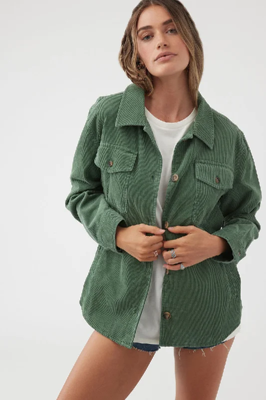 O'Neill Tidal Button-Up Jacket - Moss Nylon Jacket Polyester Jacket Spandex Jacket