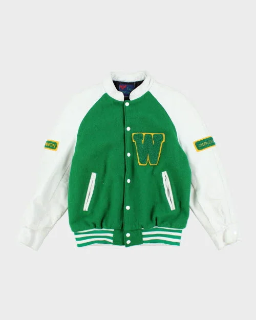 Vintage 80's Women's Embroidered Cheerleader Varsity Jacket - M Zippered Front Buttoned Front Snap Front Vintage 80's Women's Embroidered Cheerleader Varsity Jacket - M Zippered Front Buttoned Front Snap Front