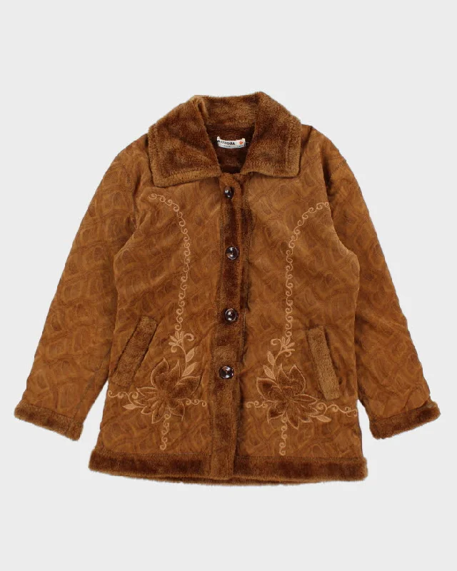 Vintage Aurora Suede Fur Lined Embroidered Jacket - M Zippered Jacket Buttoned Jacket Snapped Jacket Vintage Aurora Suede Fur Lined Embroidered Jacket - M Zippered Jacket Buttoned Jacket Snapped Jacket