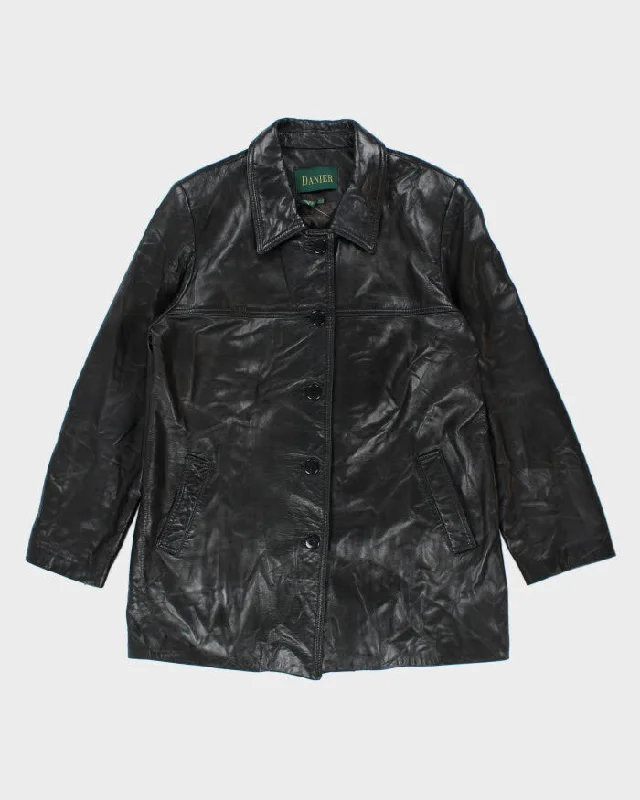 Vintage Danier Black Leather Jacket - L Satin Jacket Silk Jacket Chiffon Jacket