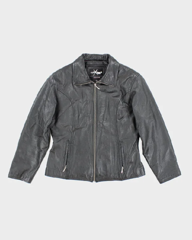 Vintage Maxima Black Leather Jacket - L Tiered Jacket Buttoned Jacket Zippered Jacket Vintage Maxima Black Leather Jacket - L Tiered Jacket Buttoned Jacket Zippered Jacket