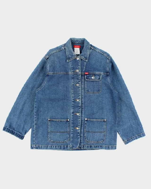 Vintage Y2K Esprit Multi Pocket Boxy Denim Jacket - M Tiered Jacket Buttoned Jacket Zippered Jacket