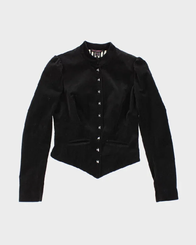 Y2k 00s Betsey Johnson Velour Jacket - XS Herringbone Jacket Checkered Jacket Solid Jacket Y2k 00s Betsey Johnson Velour Jacket - XS Herringbone Jacket Checkered Jacket Solid Jacket