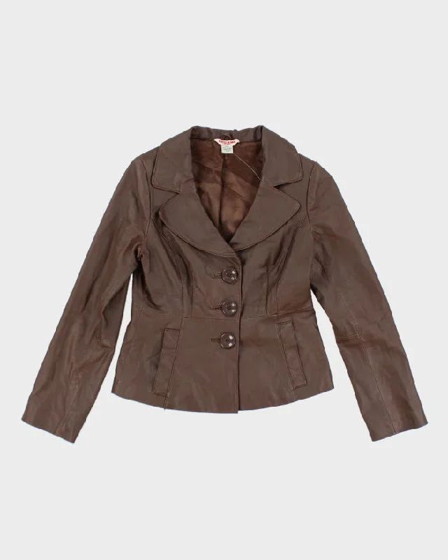 Y2k 00s Guess Leather Jacket - S Hooded Jacket Caped Jacket Shawl Collar Jacket