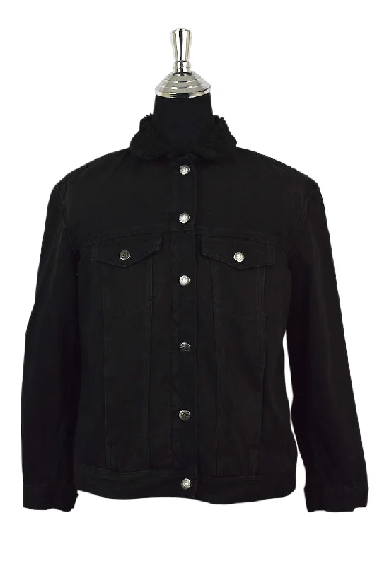 Black Sherpa Denim Jacket Chenille Jacket Brocade Jacket Lace Jacket