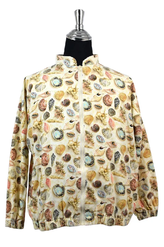 Sea Shell Print Spray Jacket Fleece Fabric Down Fabric Feather Fabric