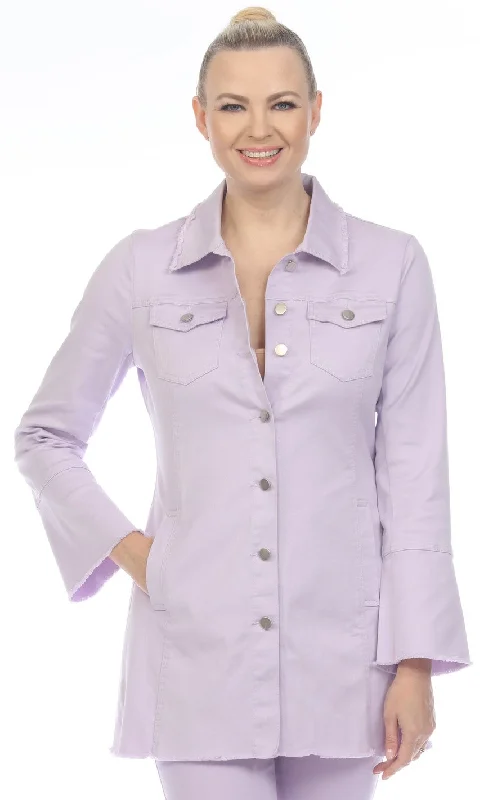 "Nelly" Lavender Long Jacket Tailored Jacket Straight Jacket A-Line Jacket