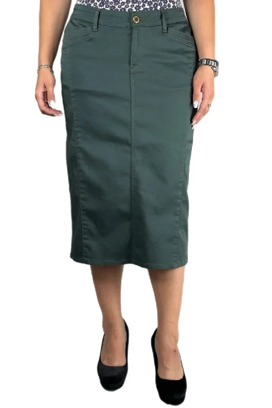 Twill Skirt Style 227/3-16D in Olive ruffled skirt detail